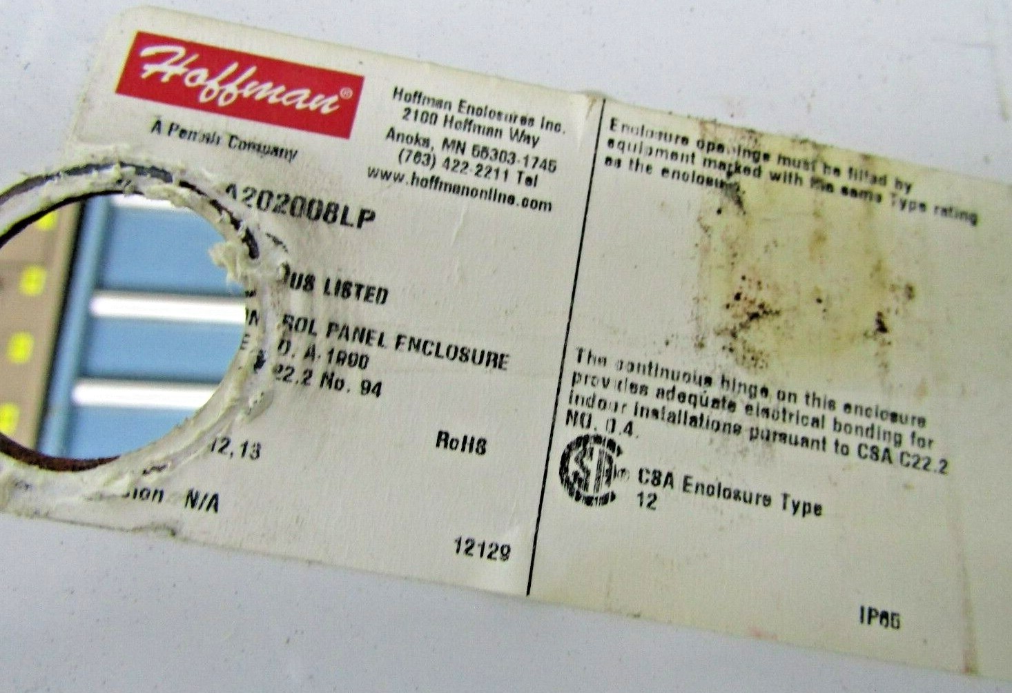 HOFFMAN ELECTRICAL ENCLOSURE CONTROL PANEL 20 X 20 X 8 A202008LP EBay hoffman-electrical-enclosure-control-panel-20-x-20-x-8-a202008lp-ebay