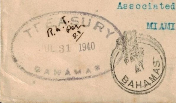 Bahamas 1940 Nassau Daily Tribune Airmail Cover w/CROWN CIRCLE in BLACK VF - Image 2 of 3