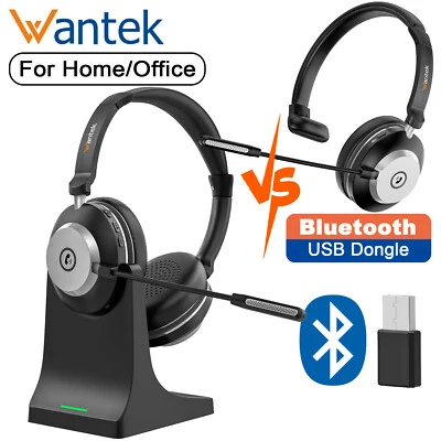 WANTEK Kabelloses Kopfhörer Mikrofon USB-Dongle Bluetooth Headset für PC/Laptop/Handys