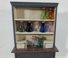 Miniature Glass Jars Bottles Cork Stoppers x9 Apothecary Potions 1" Multi Color