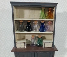 Miniature Glass Jars Bottles Cork Stoppers x9 Apothecary Potions 1" Multi Color