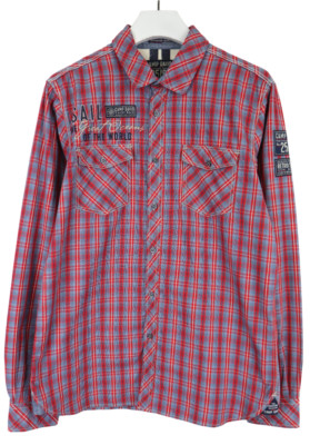 Camp David Regular Fit Shirt Mens Large Plaid Long Sleeve Logo Patched Pockets