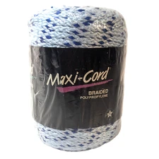 Maxi-Cord Braided Macrame, 6mm, 100 Yards, 91 Meters, Light Blue Speckled, New