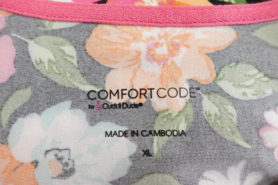 Cudle Duds Comfort Code Womens Size XL Black Floral Short Sleeve Pajama Top New - Image 2 of 4