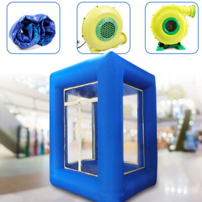 9'ft Inflatable Cash Cube Booth Money Grab Machine w/ 2 Blowers Event Party Blue