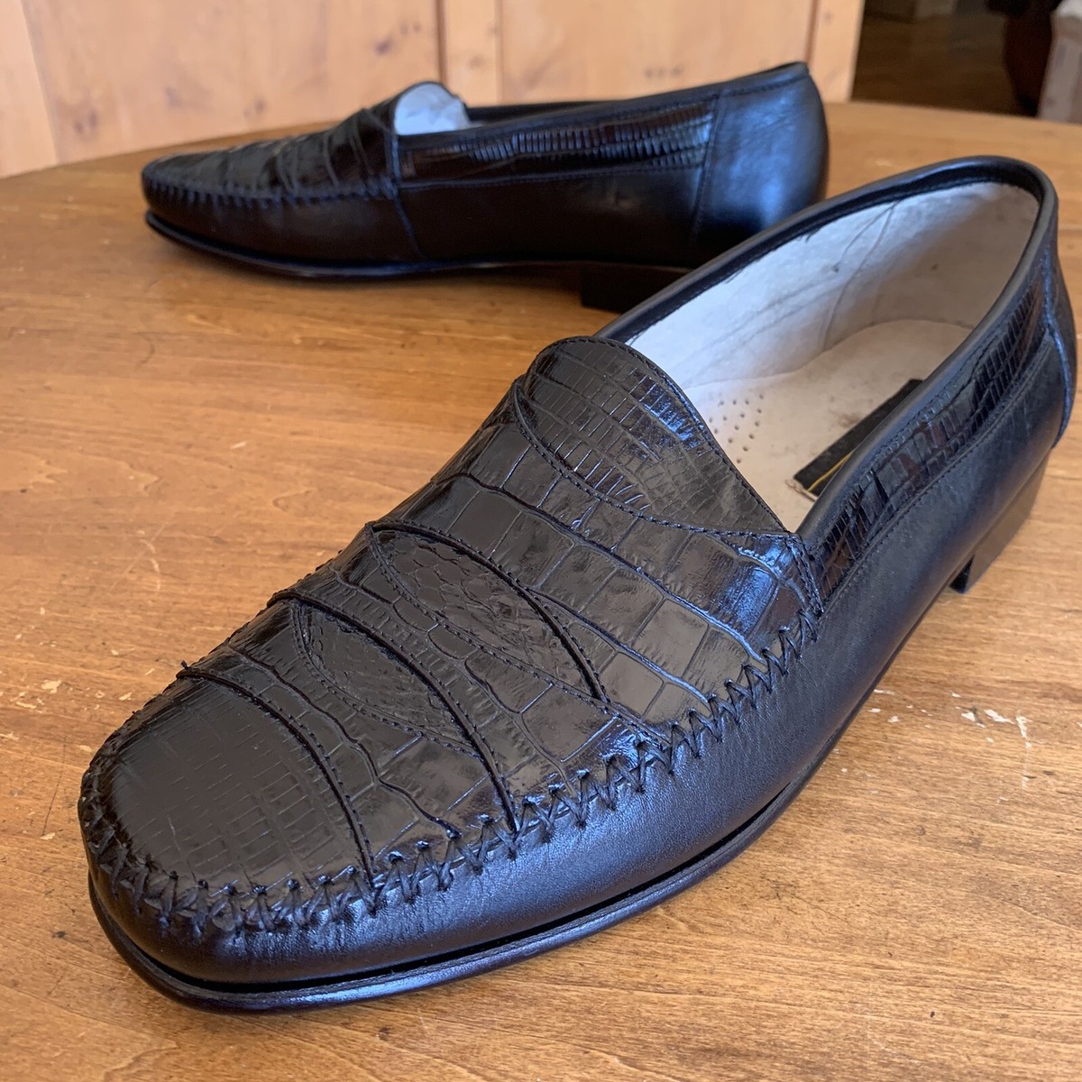 Stacy Adams Serafino Genuine Snake/ Leather Loafers Black Sz 13 M Stacy Adams Serafino Genuine Snake/ Leather Loafers Black Sz  main image 2