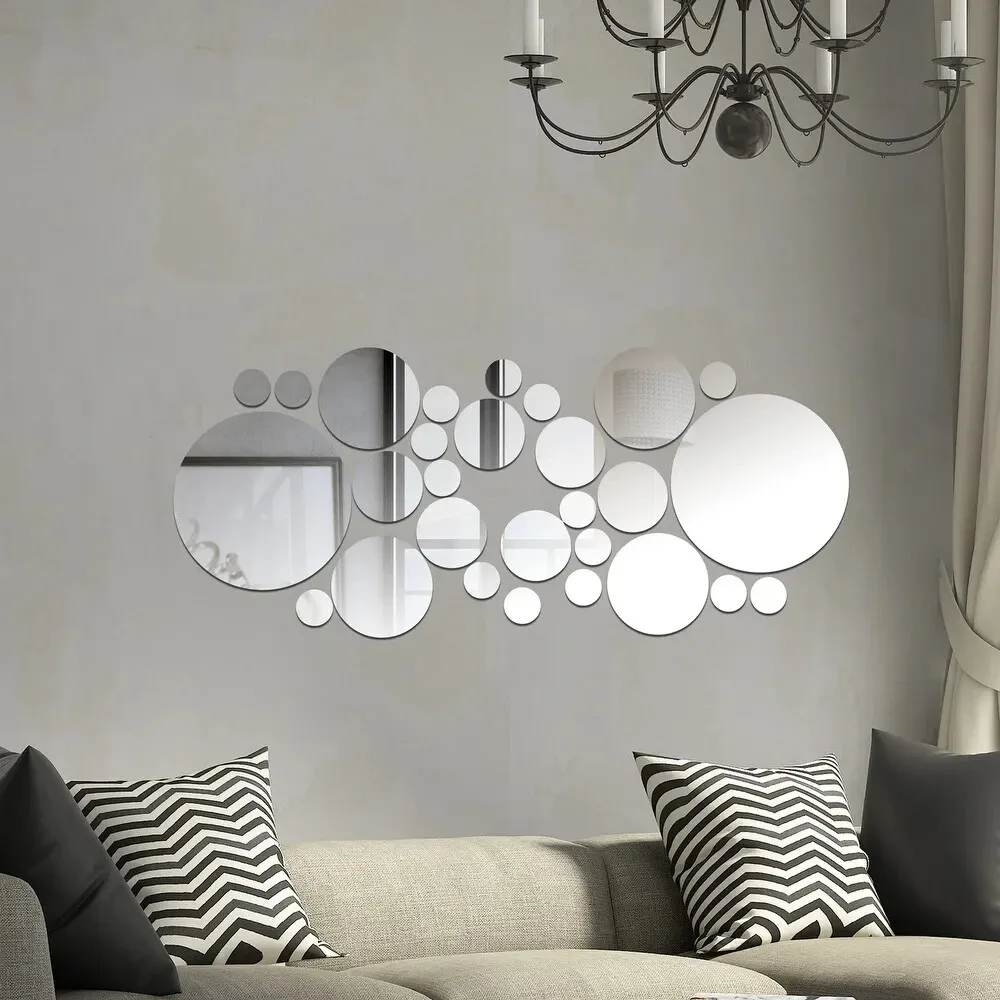 Self-Adhesive Mirror Wall Art Decor for Any Room Peel and Stick. 28 x 12  x 0