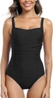 One Piece Swimsuit Retro Ruched Tummy Control Swimming Costume Plus size XL NWT