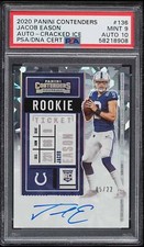 2020 Panini Contenders #136 Jacob Eason Auto Cracked Ice Rookie RC /22 PSA 9