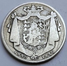 1836 King William IV Half Crown Fine 0.925 Sterling Silver Coin