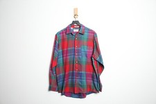 Vintage 1980s Sears Roebuck Single Needle Tailoring Plaid Button Down Shirt - L