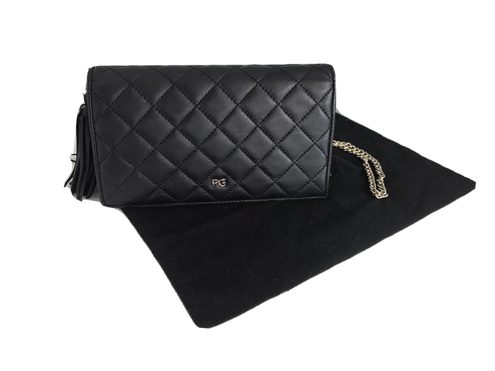 Designer quilted leather shoulder Black Bag/ Conver… Gem