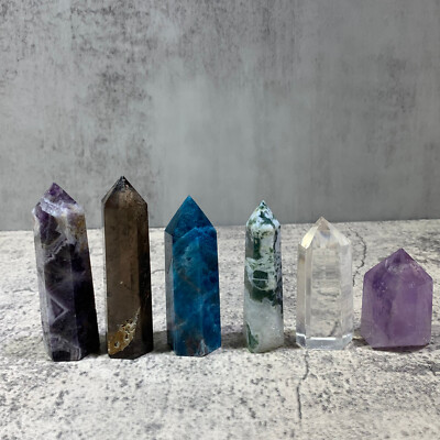 6pcs Natural crystal tower quartz obelisk crystal WAND point healing random