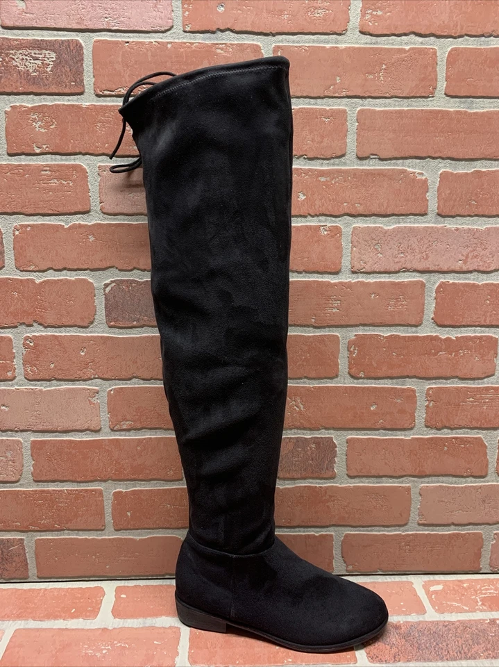 CALL IT SPRING Black Fabric Side Zip Back Tie Thigh High Boots Women’s Size 7.5 - Image 3 of 4