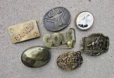 ASSORTED VINTAGE BRASS BUCKLES: BTS/Bergamot/Caterpillar/Tiffany/LL Bean/Cole