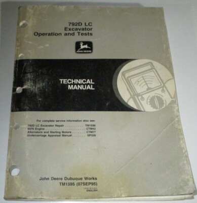 John Deere 792D LC Excavator OPERATION & TESTS Technical Manual ORIGINAL TM1595