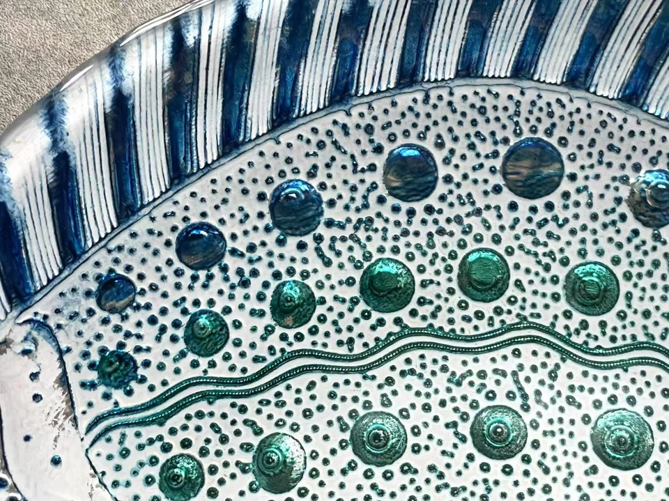 Prato de peixe tipo carnaval vidro lindo prato tigela brilho 15x14" feito na Turquia - Imagem 4 de 4