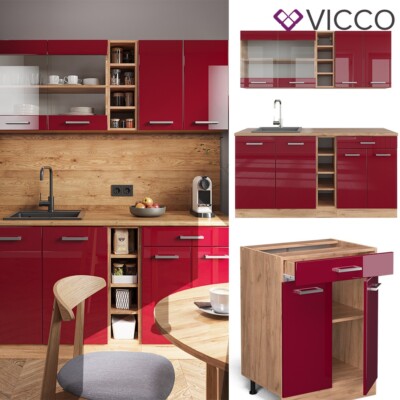 Vicco Kitchenette "Fame-Line" 3 240cm Bordeaux/Anthracite
