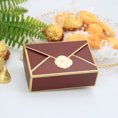 10 Burgundy Classy Favour Box Simple Elegent Envelope Shaped Wedding Hen Royal