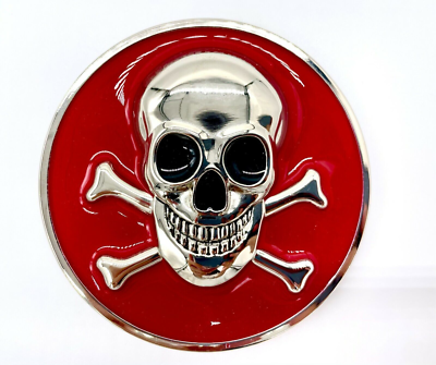 Red Skull Silver Pirate Belt Buckle American Western Vintage