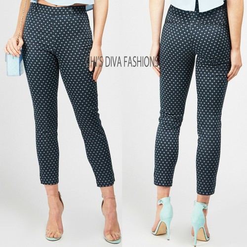 EX H\u0026M Slacks Navy Patterned Stretchy 