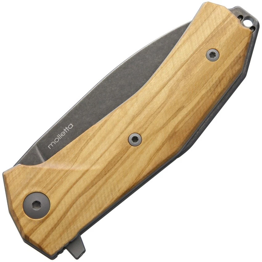 Cuchillo Plegable LionSTEEL KUR 3.5" Herramienta para Dormir Hoja de Acero Mango de Madera de Olivo Foto 3 de 3