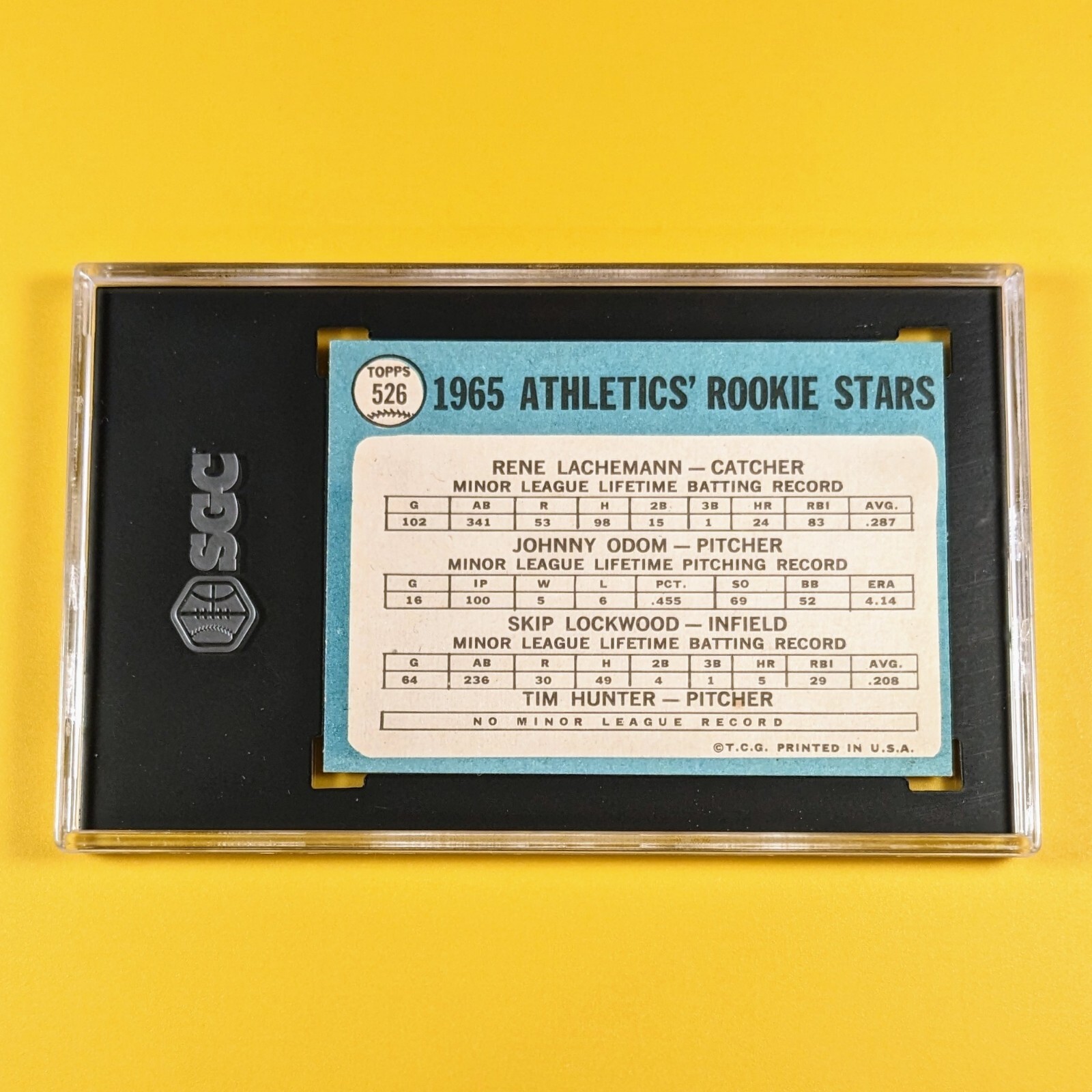 1965 TOPPS 526 JIM CATFISH HUNTER ROOKIE RC ATHLETICS HOF SGC 7 LOOKS