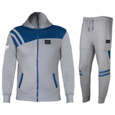 Boys Kids Fashion Grey Zipped Fleece Hooded Top  Jogging Bottoms Full Tracksuit