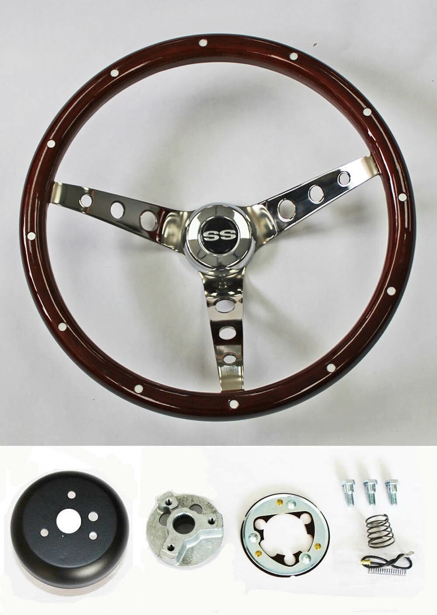 1969-1994 Camaro Wood Steering Wheel with rivets High Gloss Grip
