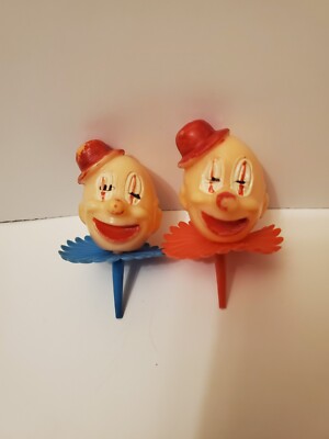 Vintage Clown Cake Toppers Plastic Molded L