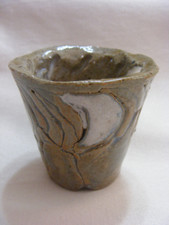 Vintage Hand-Turned Pottery Brown Toothpick Holder Half Moon Design 1998 Artist