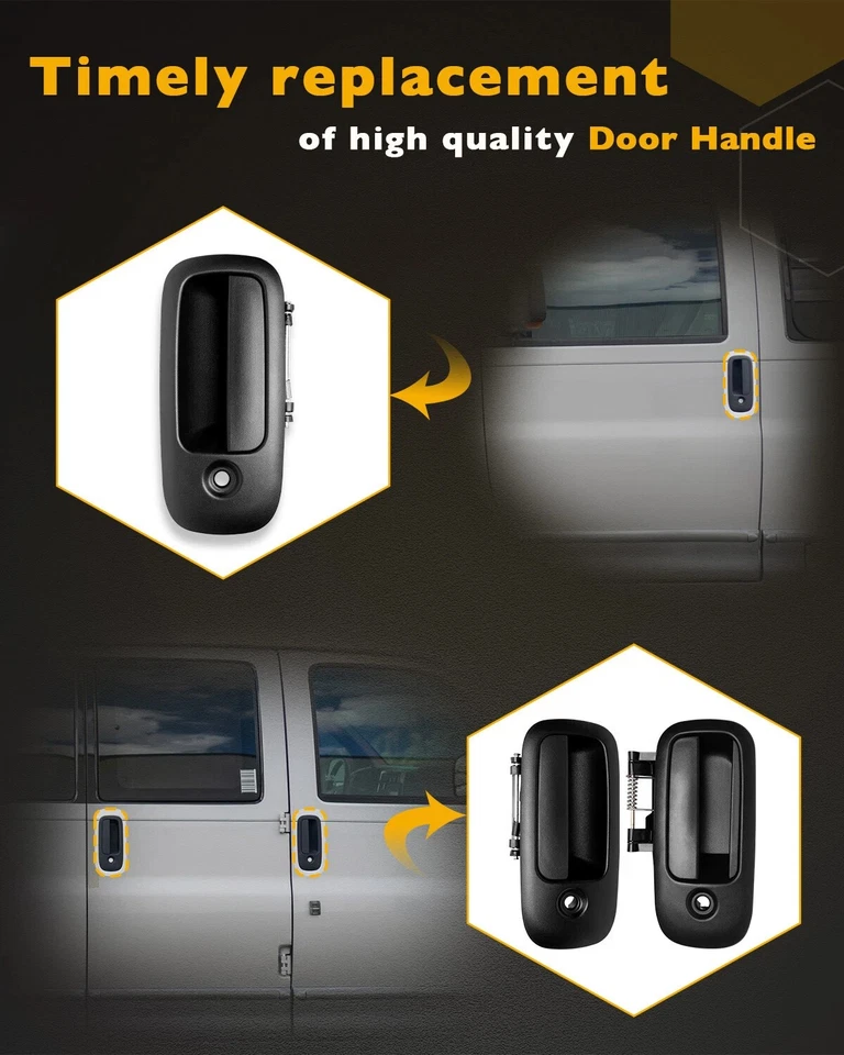 3Pcs Exterior Door Handle Set Fits 10-22 Chevy Express GMC Savana 1500 2500 3500 Foto 4 de 4