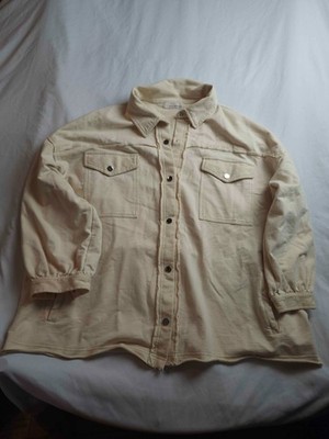 Time After Time Jacket Womens Small Beige Minimalist Coastal Chic Utilitywear