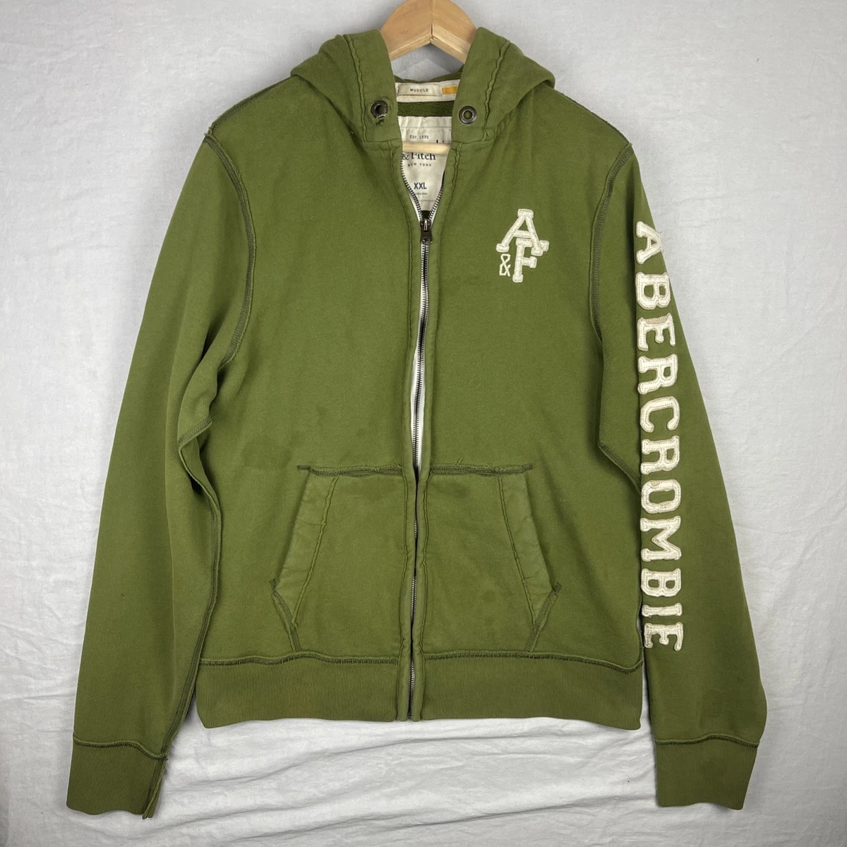 GREENY 00s ABERCROMBIE AND FITCH フーディ Abercrombie & Fitch Hooded Sweatshirt Mens M Green Athletic Faded