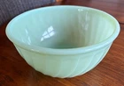 VTG MCM Anchor Hocking Fire King Ware Jadeite Green Ribbed Swirl Bowl 7" USA
