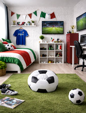 Pouff Pallone da Calcio Poltrona Sacco per Cameretta Bambini Seduta Gaming Relax