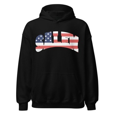 Salem American Flag Printed Hoodie Unisex Vintage Patriotic Graphic Pullover
