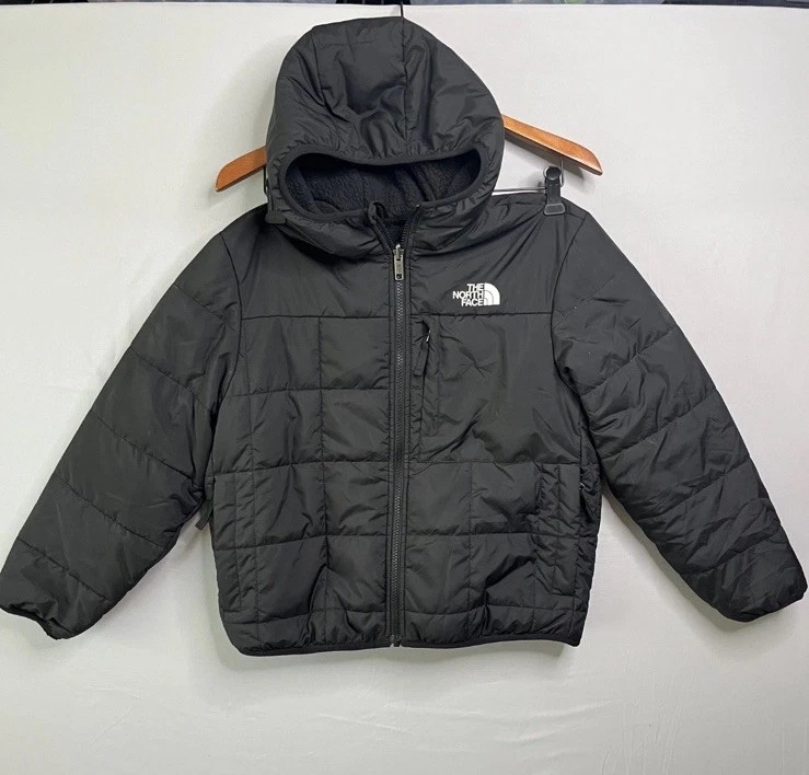 The North Face Puffer Jacket Boys Medium Black Shasta Hooded Reversible Fleece