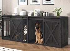 94.5" XXXL Dog Crate Furniture 2 Large Dogs Heavy Duty Double Dog Cage Extra