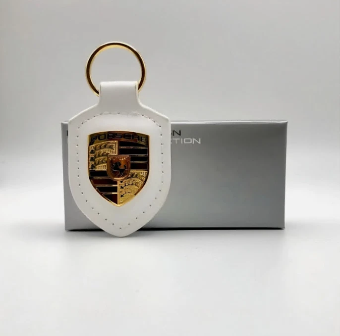 NUEVO LLAVERO ESCUDO CUERO GENUINO PORSCHE LLAVERO - BLANCO - WAP0500950E Foto 3 de 3