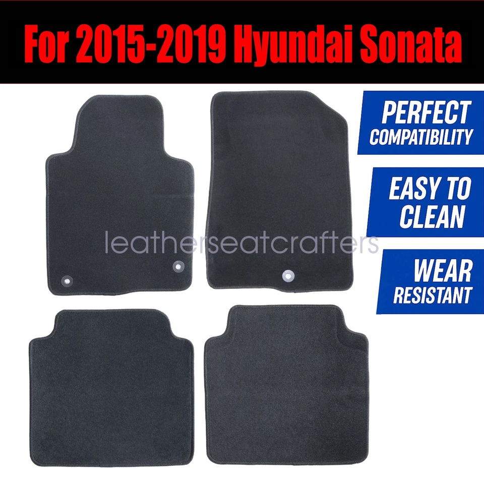 Alfombrillas de terciopelo impermeables negras para Hyundai Sonata 2015 2016 2017 2018 Foto 3 de 4