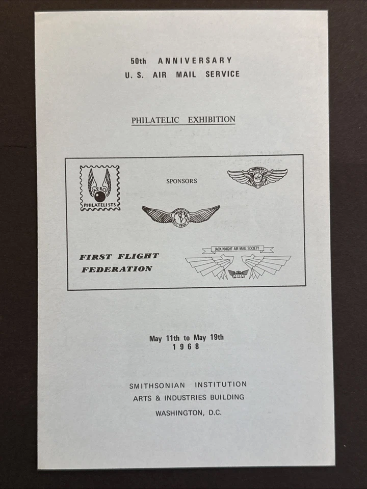 1968 50th Anniversary Airmail Service First Day Ceremony Program Sc# C74 - Image 3 of 4
