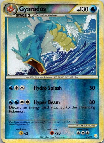 Gyarados Reverse Holo Holo Rare HeartGold SoulSilver 4/123 MP