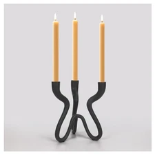 Handcrafted Cast Iron Triple Candlestick Stand - Elegant Centerpiece for Events