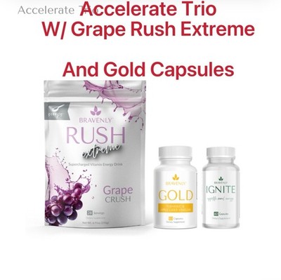 New Bravenly global Accelerate trio Grape Rush Extreme Gold capsules new stock 