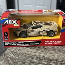 New Alex City Tan Army Die Cast Model Toy Car - Pull Back Action - Doors Open