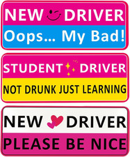 3PCS New Driver Magnet Set for Cars, Humorous Student Driver Sticker 9X3.5 Inch,