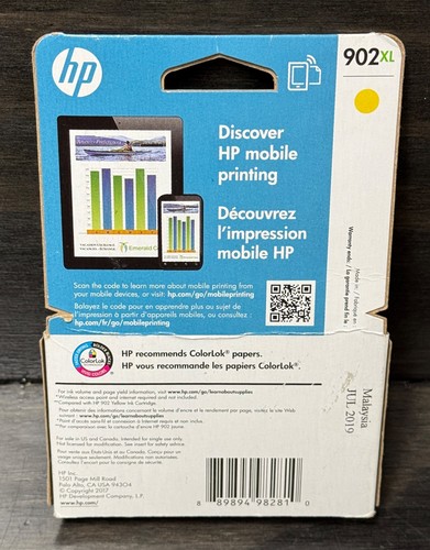 NEW Genuine HP 902XL Yellow Color High-Capacity Ink Cartridge Exp. Date 07/2019 - Picture 2 of 3