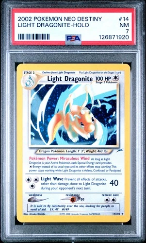 PSA 7 Light Dragonite Holo #14 2002 Pokemon Neo Destiny 126871920