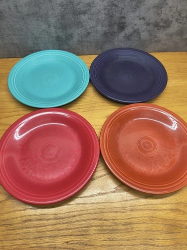 Fiestaware 10.5" Dinner Plate Set 4 Assorted Mixed Colors Homer Laughlin EUC